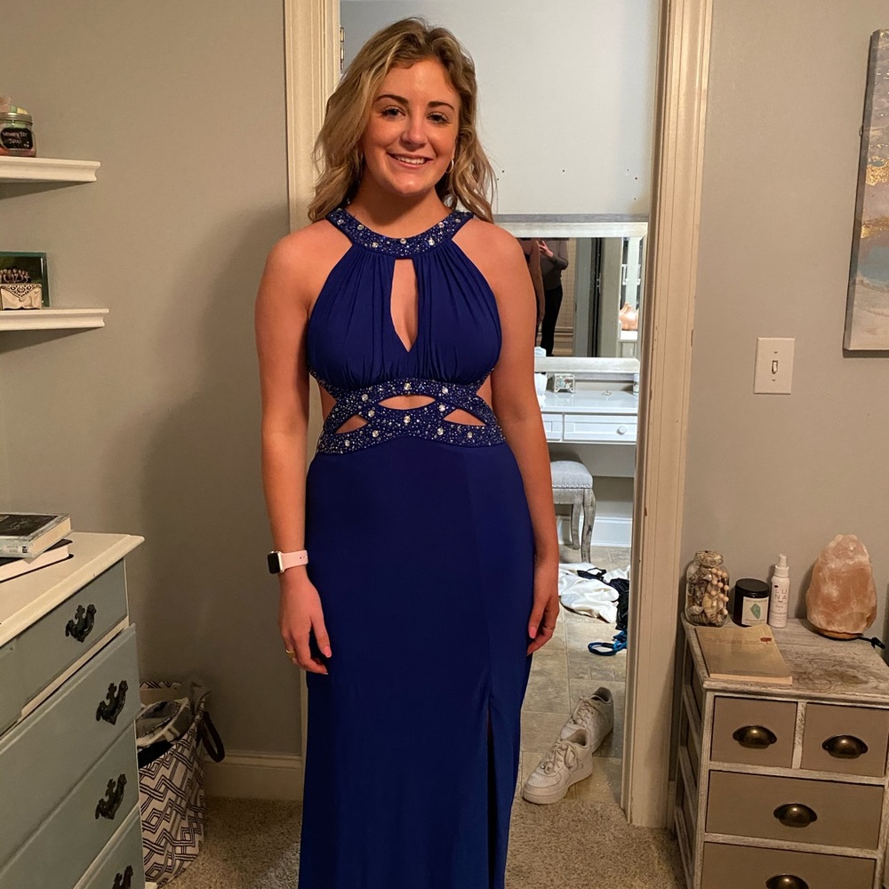 Royal blue formal prom dress